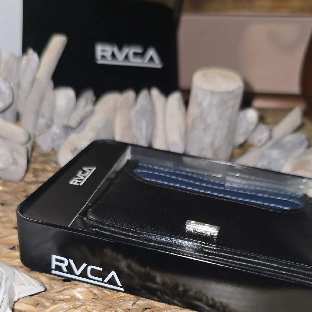 RVCA Black and Navy Card Holder